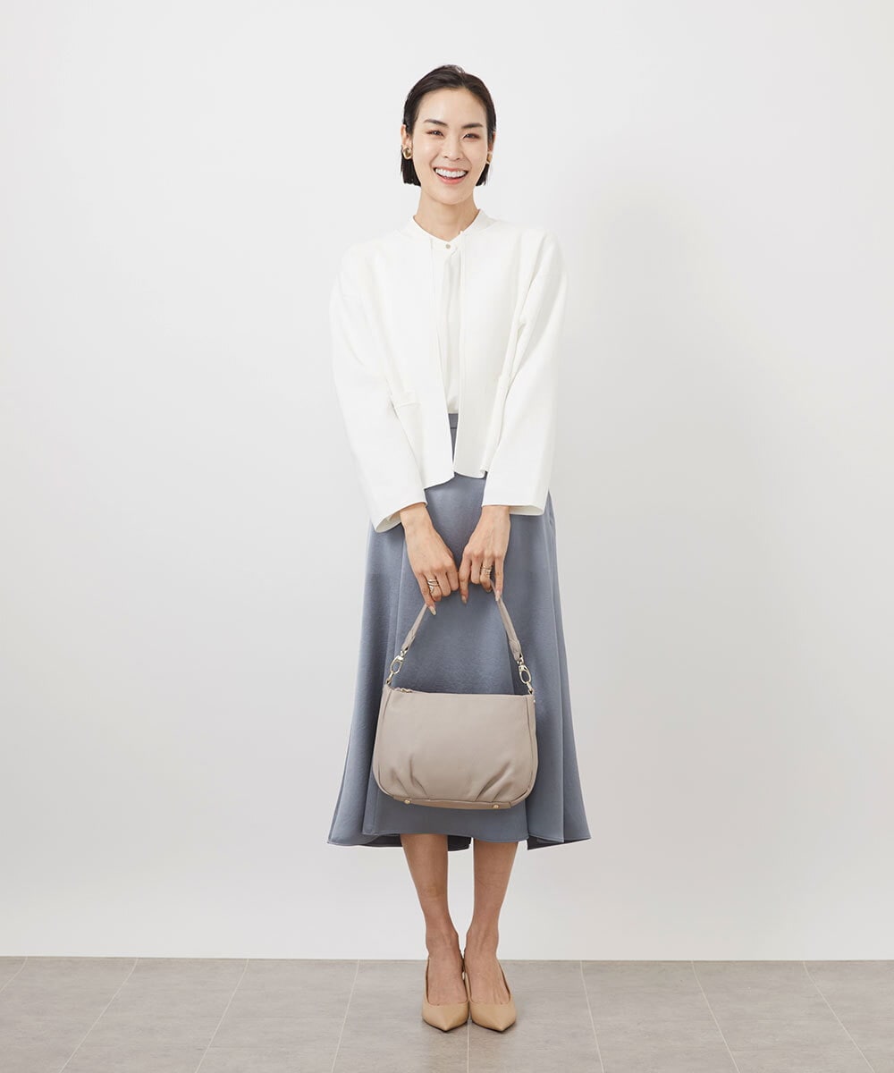 BPKGA01260 MK MICHEL KLEIN BAG(MK ミッシェルクラン バッグ) [2WAY]ギャザーポイントワンハンドルバッグ ライトグレー