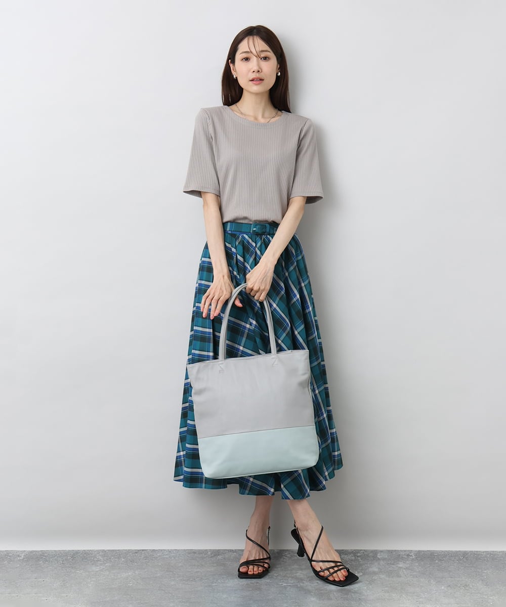 BPKGA21260 MK MICHEL KLEIN BAG(MK ミッシェルクラン バッグ) [A4収納可]カウレザースクエアトートバッグ アイボリー×イエロー
