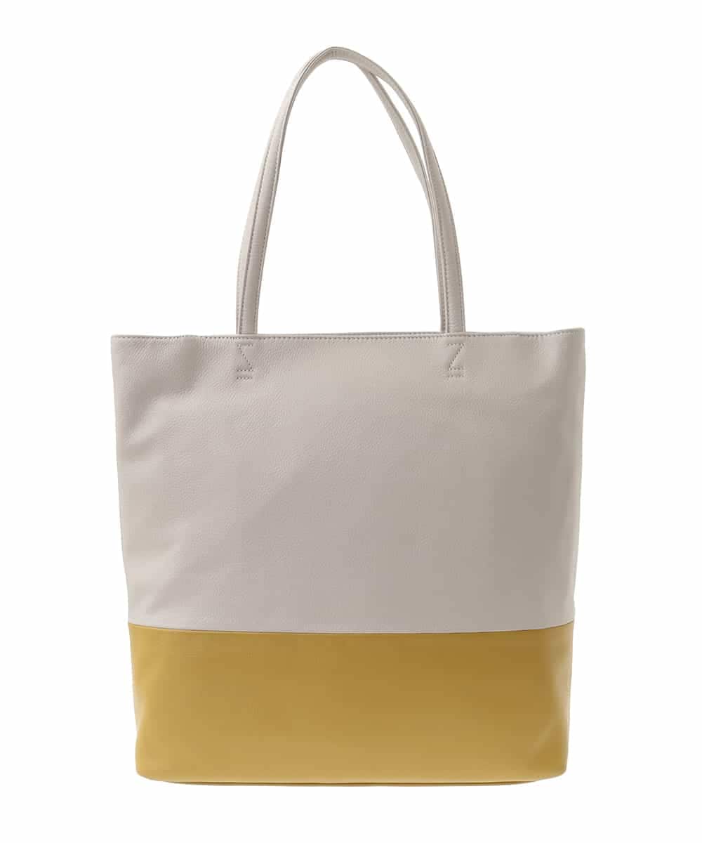 BPKGA21260 MK MICHEL KLEIN BAG(MK ミッシェルクラン バッグ) [A4収納可]カウレザースクエアトートバッグ アイボリー×イエロー