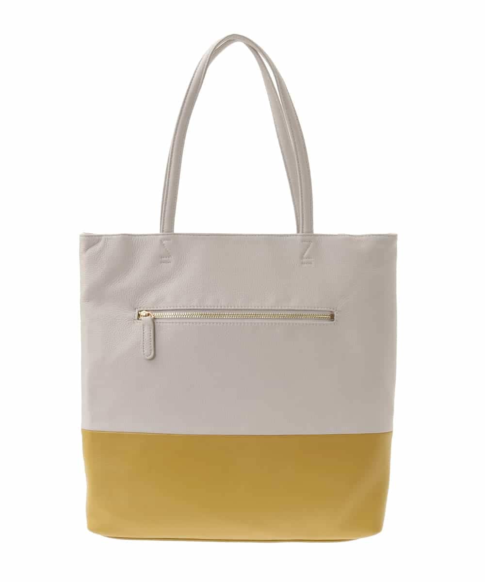 BPKGA21260 MK MICHEL KLEIN BAG(MK ミッシェルクラン バッグ) [A4収納可]カウレザースクエアトートバッグ アイボリー×イエロー