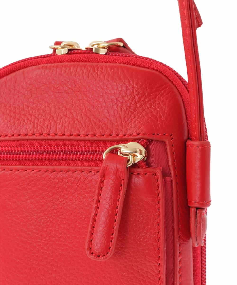 BPKGA30165 MK MICHEL KLEIN BAG(MK ミッシェルクラン バッグ) [200g以下の軽量]牛革ウォレットショルダーバッグ レッド