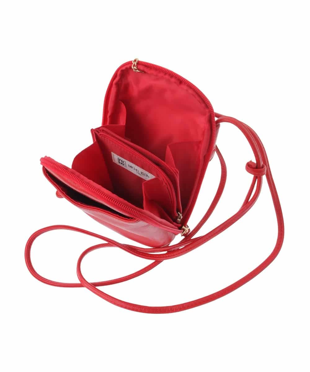 BPKGA30165 MK MICHEL KLEIN BAG(MK ミッシェルクラン バッグ) [200g以下の軽量]牛革ウォレットショルダーバッグ レッド