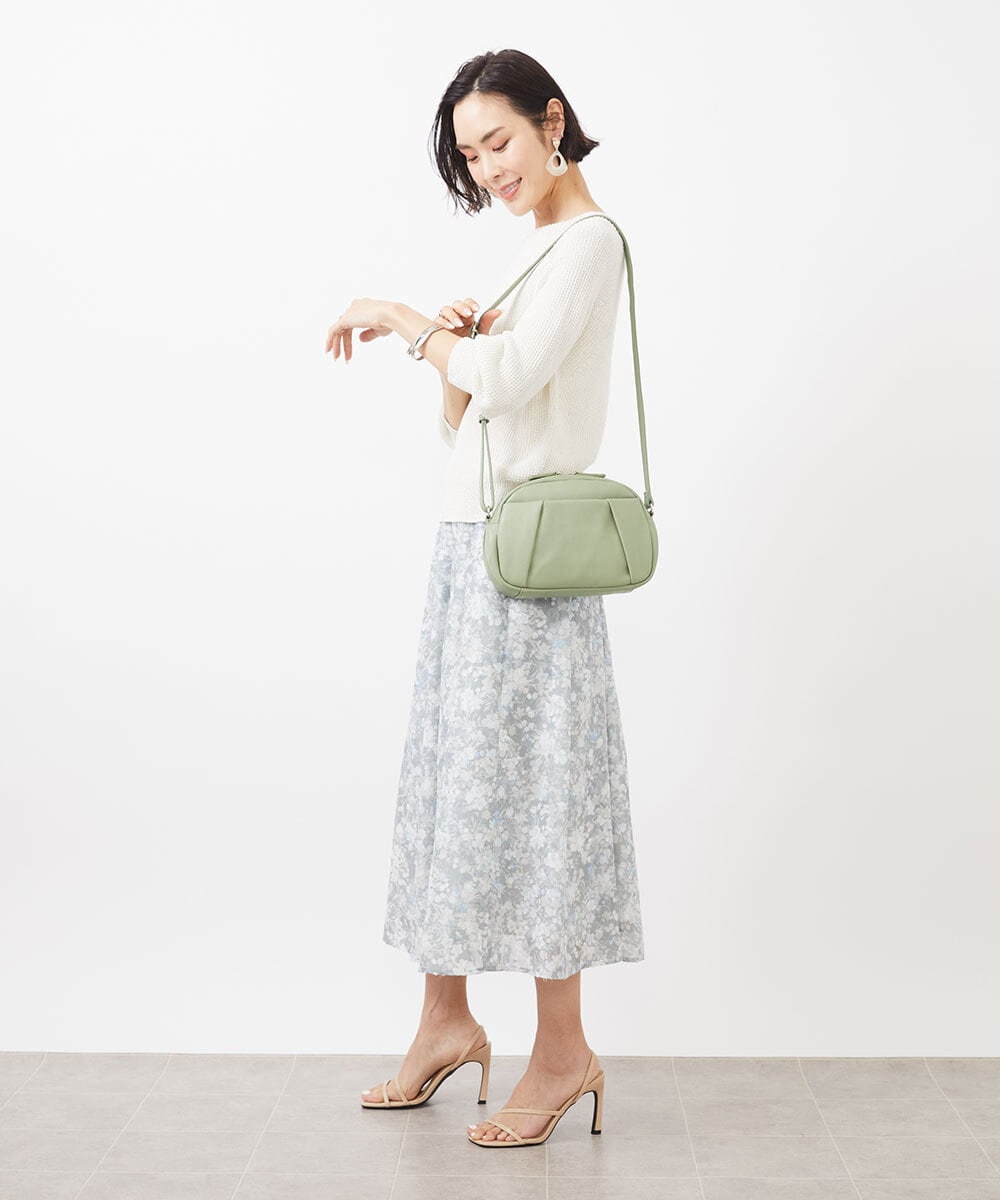BPKGA31230 MK MICHEL KLEIN BAG(MK ミッシェルクラン バッグ) タックポイントラウンドショルダーバッグ グリーン