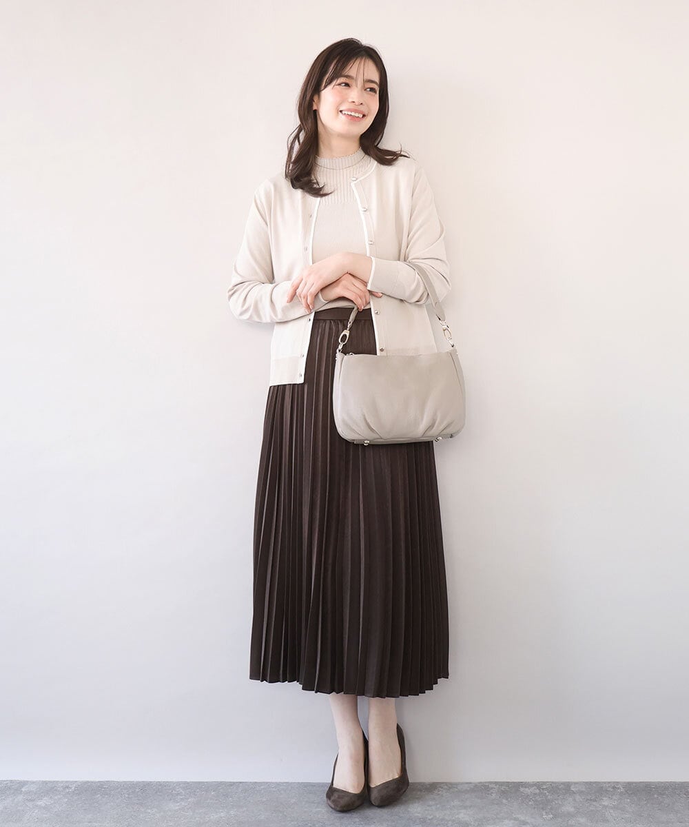 BPKGD01260 MK MICHEL KLEIN BAG(MK ミッシェルクラン バッグ) [2WAY]ギャザーポイント牛革ワンハンドルバッグ ライトグレー