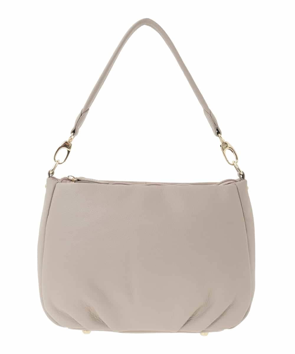 BPKGD01260 MK MICHEL KLEIN BAG(MK ミッシェルクラン バッグ) [2WAY]ギャザーポイント牛革ワンハンドルバッグ ライトグレー