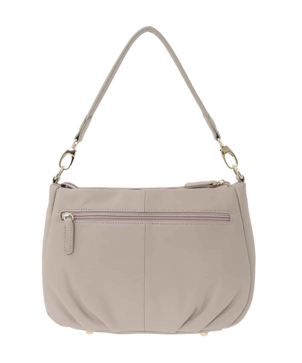 BPKGD01260 MK MICHEL KLEIN BAG(MK ミッシェルクラン バッグ) [2WAY]ギャザーポイント牛革ワンハンドルバッグ ライトグレー