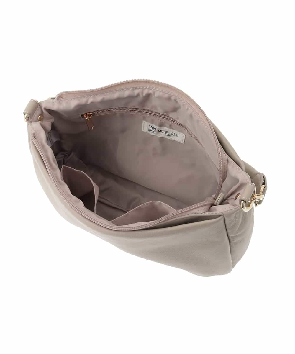 BPKGD01260 MK MICHEL KLEIN BAG(MK ミッシェルクラン バッグ) [2WAY]ギャザーポイント牛革ワンハンドルバッグ ライトグレー