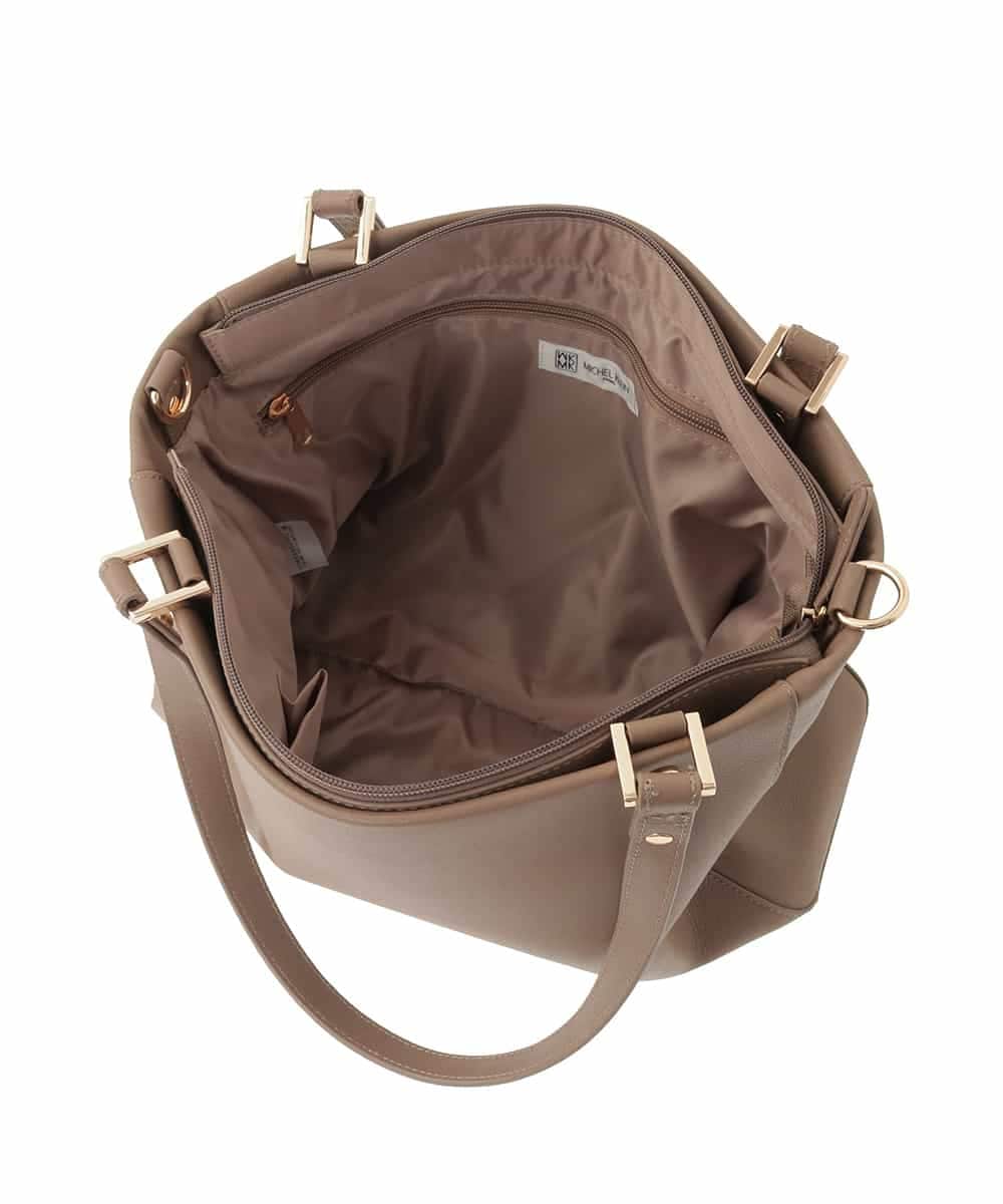 BPKGD04300 MK MICHEL KLEIN BAG(MK ミッシェルクラン バッグ) [2WAY/A4収納可]メタルポイント牛革トートバッグ ライトグレー