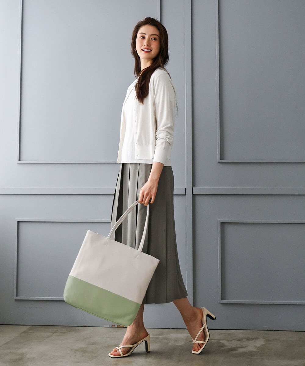 BPKGD21260 MK MICHEL KLEIN BAG(MK ミッシェルクラン バッグ) [A4収納可]バイカラーデザイン牛革トートバッグ ピンク×グレー