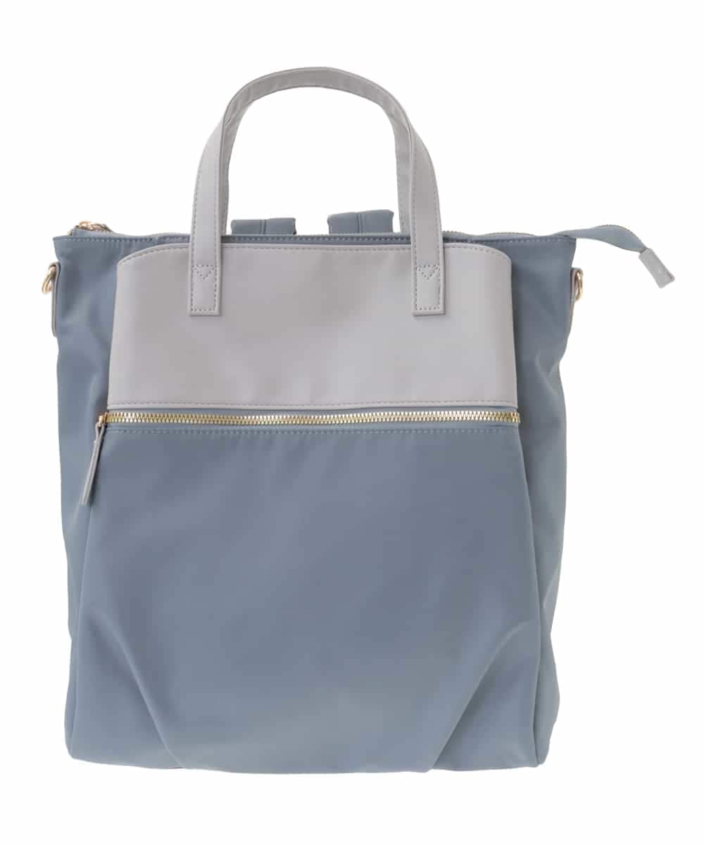 BPRAA22150 MK MICHEL KLEIN BAG(MK ミッシェルクラン バッグ) [3WAY/撥水加工]異素材MIXナイロンリュック ライトブルー
