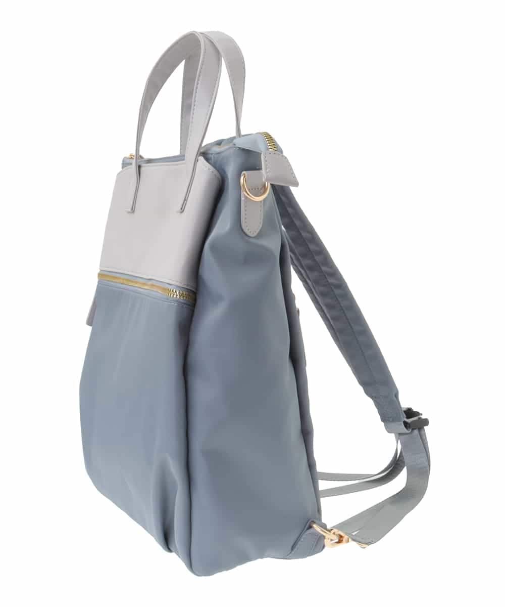 BPRAA22150 MK MICHEL KLEIN BAG(MK ミッシェルクラン バッグ) [3WAY/撥水加工]異素材MIXナイロンリュック ライトブルー