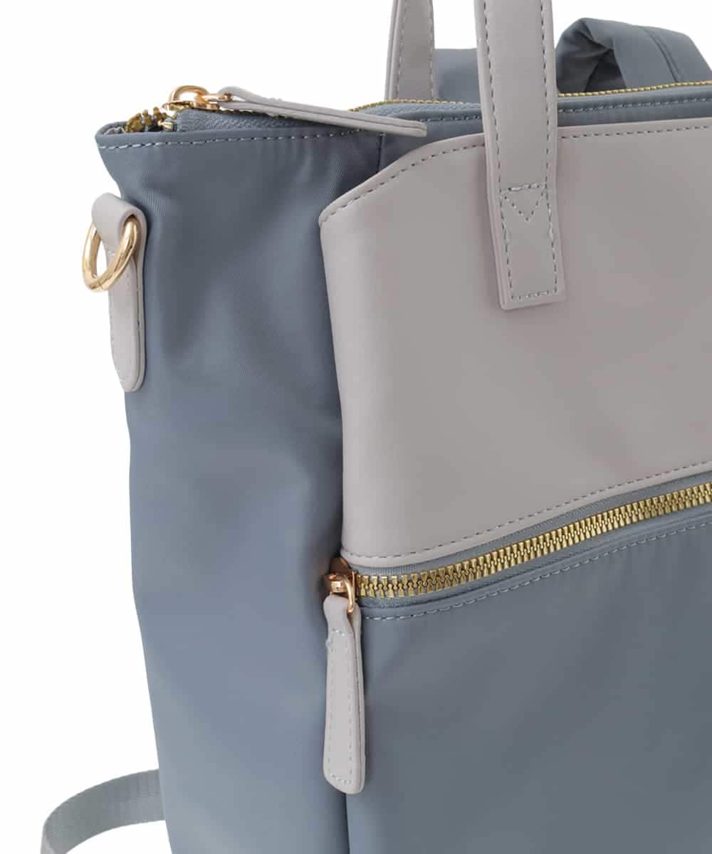 BPRAA22150 MK MICHEL KLEIN BAG(MK ミッシェルクラン バッグ) [3WAY/撥水加工]異素材MIXナイロンリュック ライトブルー