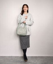 BPRAG11150 MK MICHEL KLEIN BAG(MK ミッシェルクラン バッグ) [2WAY]異素材ジョイントラウンドナイロントート グレージュ×ライトグリーン