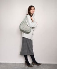 BPRAG11150 MK MICHEL KLEIN BAG(MK ミッシェルクラン バッグ) [2WAY]異素材ジョイントラウンドナイロントート グレージュ×ライトグリーン