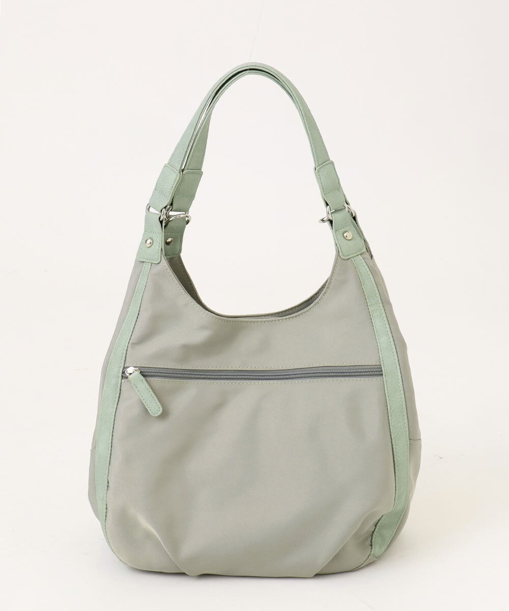 BPRAG11150 MK MICHEL KLEIN BAG(MK ミッシェルクラン バッグ) [2WAY]異素材ジョイントラウンドナイロントート グレージュ×ライトグリーン