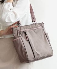 BPRAG84190 MK MICHEL KLEIN BAG(MK ミッシェルクラン バッグ) [2WAY/A4収納可]多機能ポケットナイロントートバッグ グレージュ×ピンク