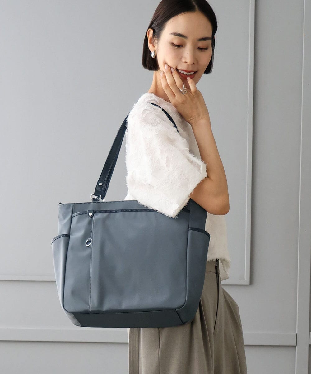 BPRAG84190 MK MICHEL KLEIN BAG(MK ミッシェルクラン バッグ) [2WAY/A4収納可]多機能ポケットナイロントートバッグ グレー×ネイビー