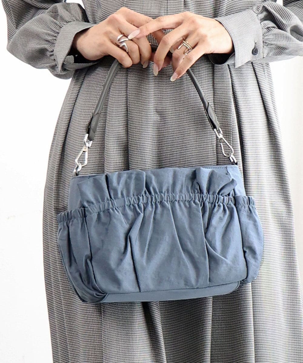 BPRAG95150 MK MICHEL KLEIN BAG [2WAY]フリルギャザーコンパクトショルダーバッグ