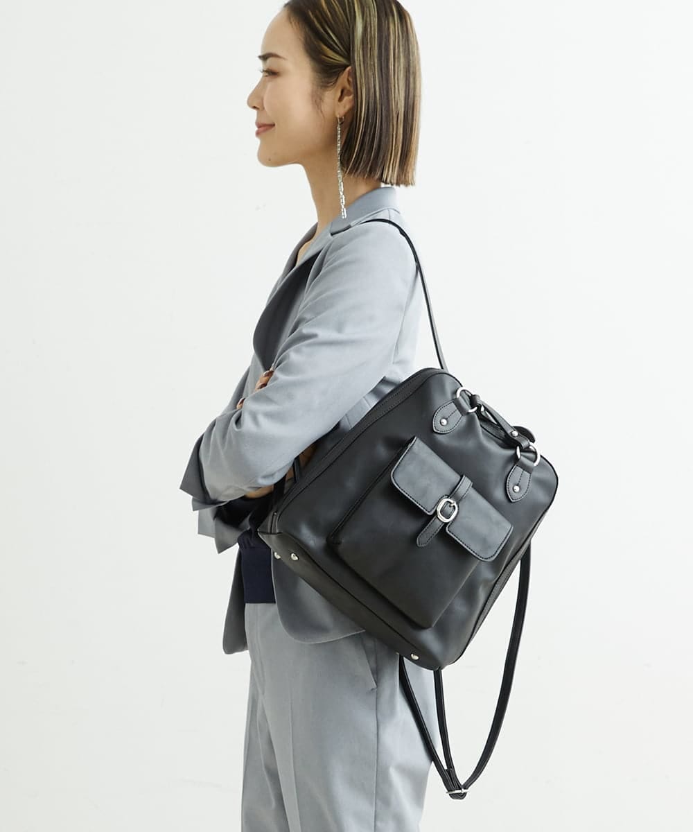 BPRAS21140 MK MICHEL KLEIN BAG(MK ミッシェルクラン バッグ) 【2WAY】フェイクレザートートバッグ ブラック
