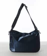 BPRAV23130 MK MICHEL KLEIN BAG(MK ミッシェルクラン バッグ) ドロストデザインメタリックショルダーバッグ ネイビー