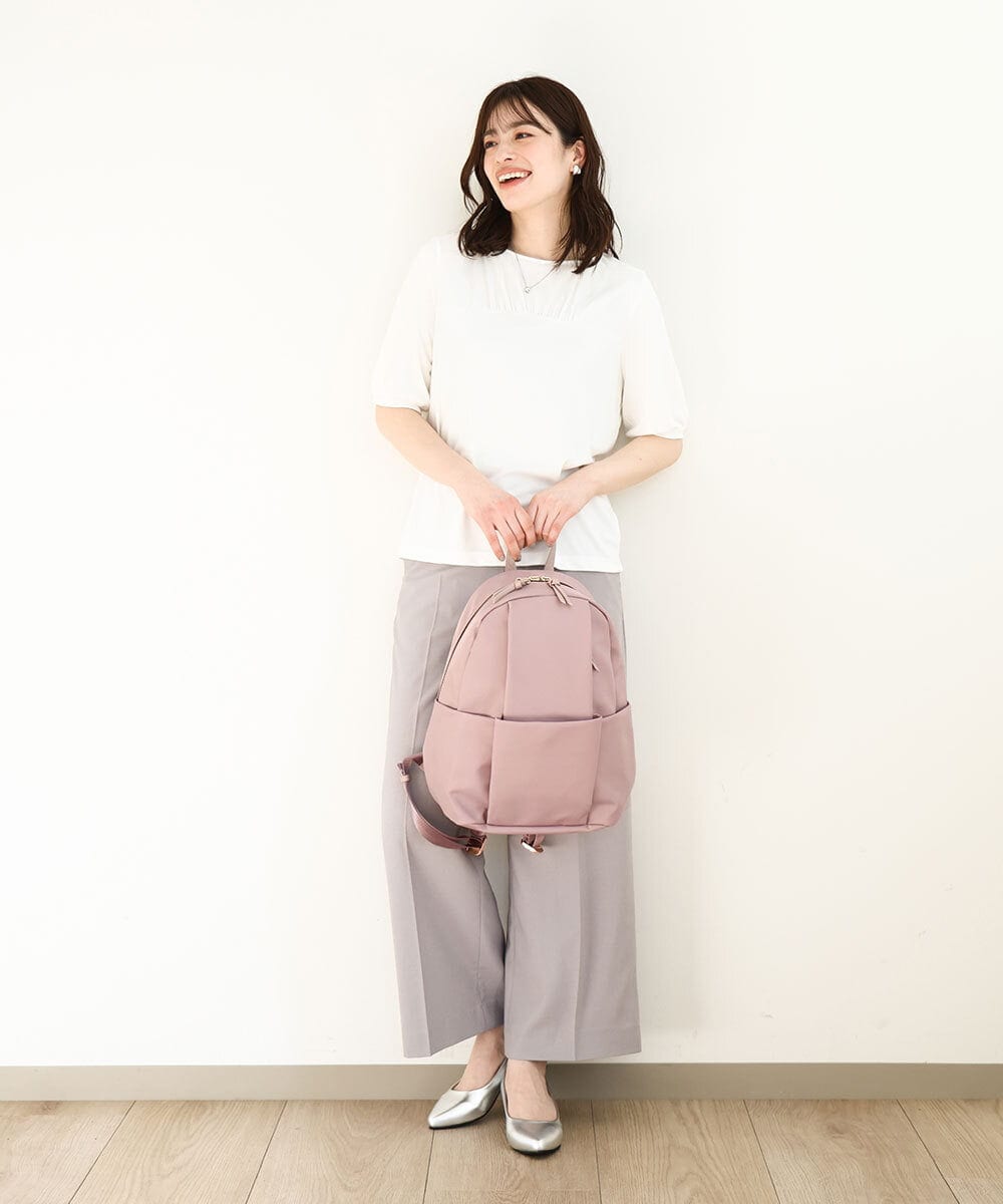 BPREA21170 MK MICHEL KLEIN BAG(MK ミッシェルクラン バッグ) [撥水加工]タックデザインマルチポケットリュック ピンク