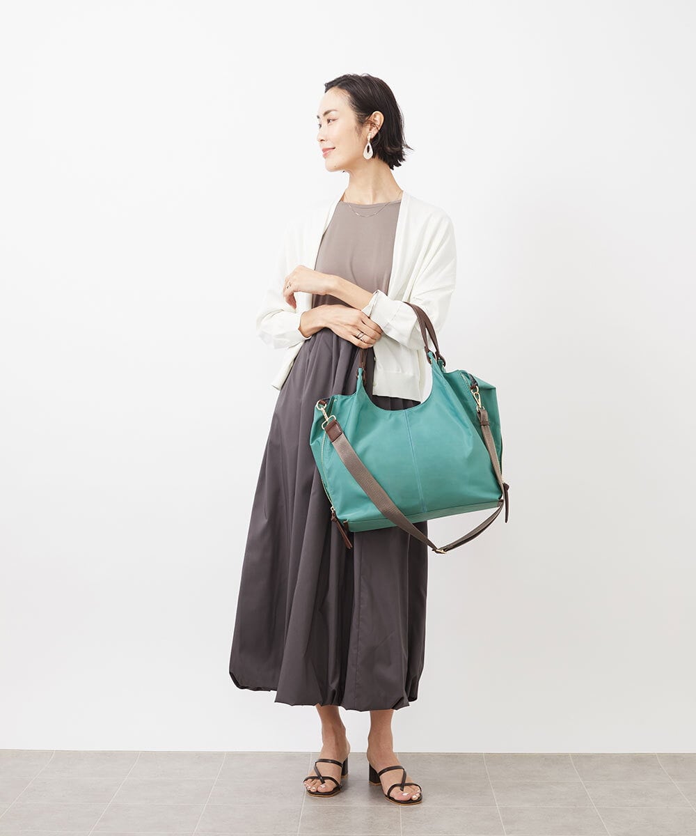 BPREA22180 MK MICHEL KLEIN BAG(MK ミッシェルクラン バッグ) [2WAY/撥水加工]サイドジップアレンジトートバッグ ライトグリーン