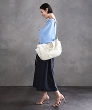 BPRGA43160 MK MICHEL KLEIN BAG(MK ミッシェルクラン バッグ) [2WAY/A4収納可]スター柄タックデザイントートバッグ グレー