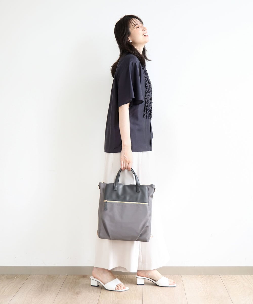 BPRGA62160 MK MICHEL KLEIN BAG(MK ミッシェルクラン バッグ) [3WAY/撥水加工]異素材MIXナイロンリュック ライトブルー
