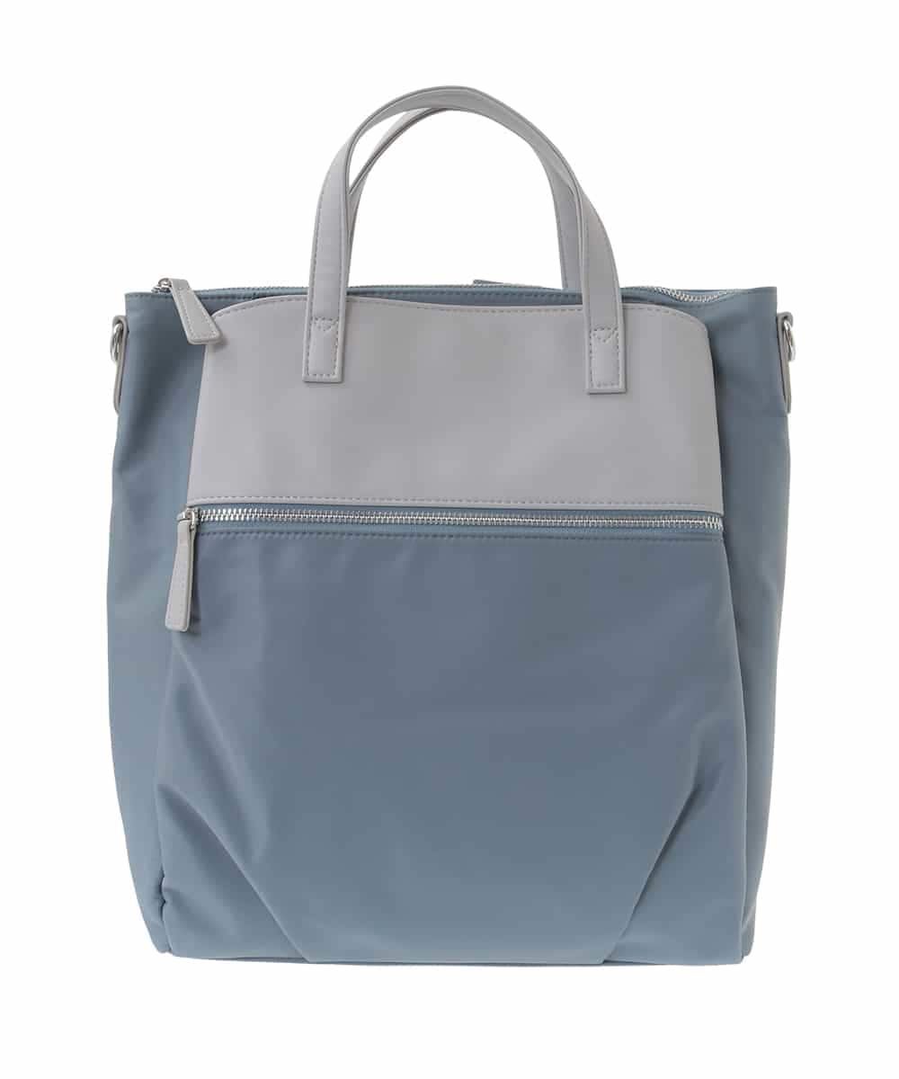 BPRGA62160 MK MICHEL KLEIN BAG(MK ミッシェルクラン バッグ) [3WAY/撥水加工]異素材MIXナイロンリュック ライトブルー