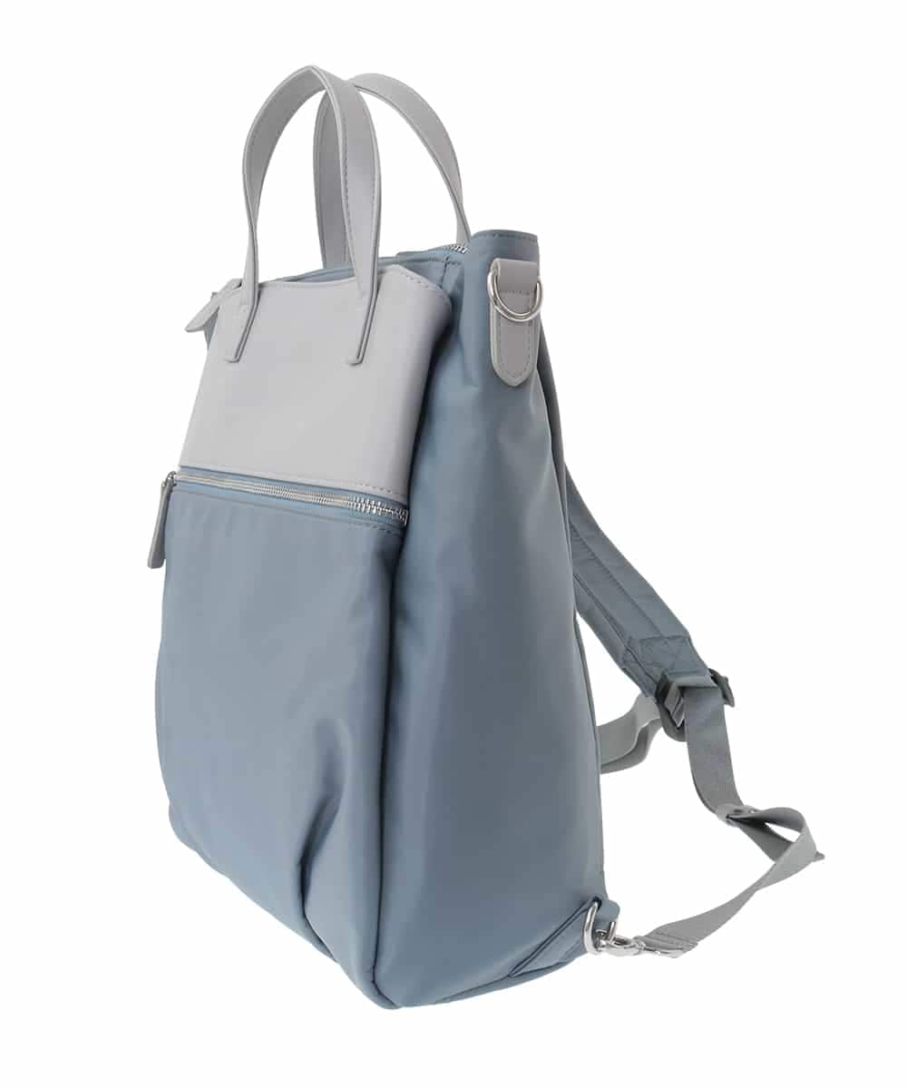 BPRGA62160 MK MICHEL KLEIN BAG(MK ミッシェルクラン バッグ) [3WAY/撥水加工]異素材MIXナイロンリュック ライトブルー