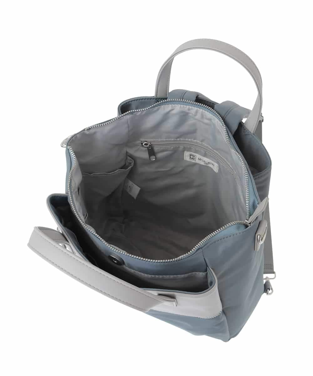 BPRGA62160 MK MICHEL KLEIN BAG(MK ミッシェルクラン バッグ) [3WAY/撥水加工]異素材MIXナイロンリュック ライトブルー