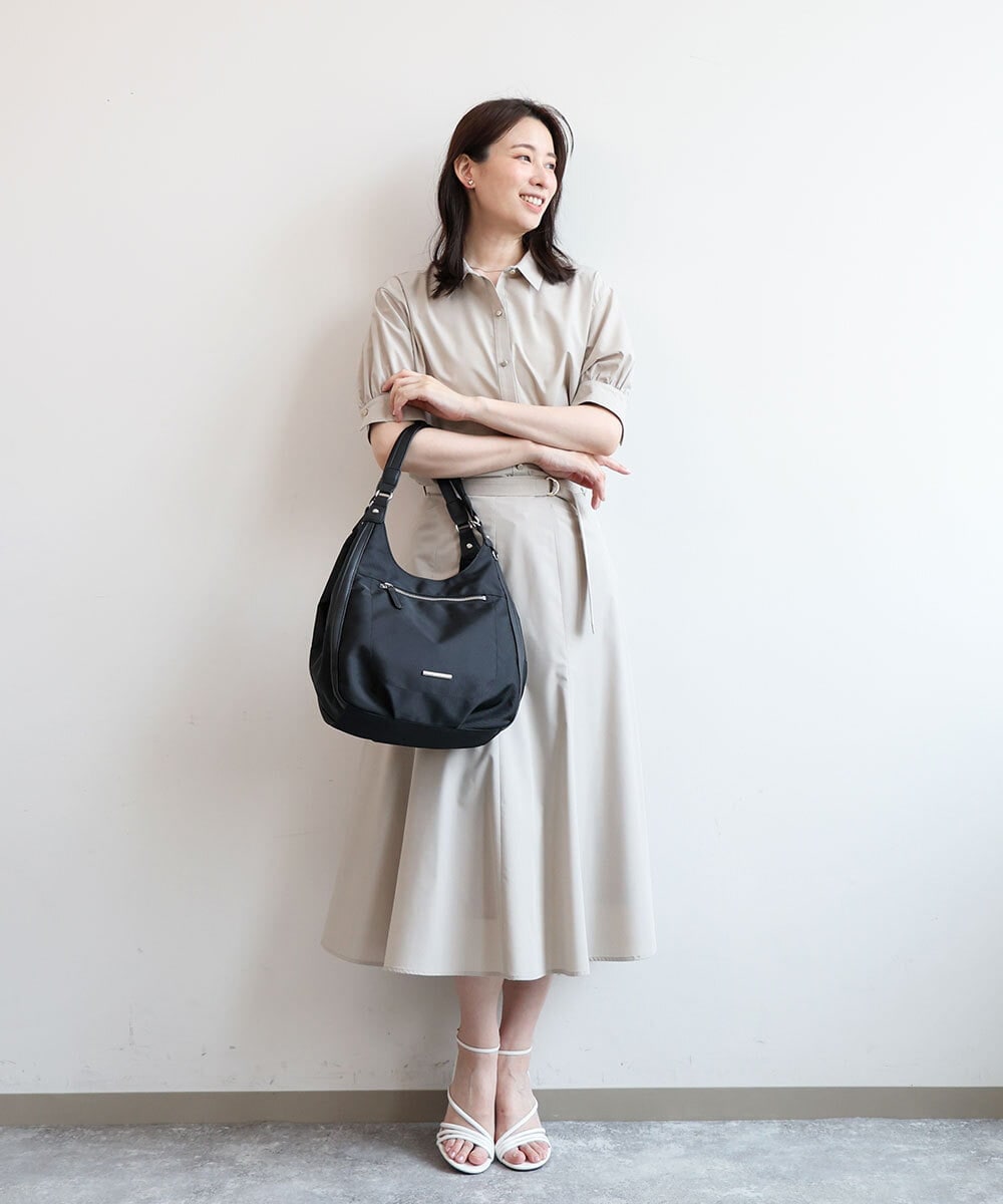 BPRGD61150 MK MICHEL KLEIN BAG(MK ミッシェルクラン バッグ) [2WAY]異素材ジョイントラウンドナイロントート ブラック
