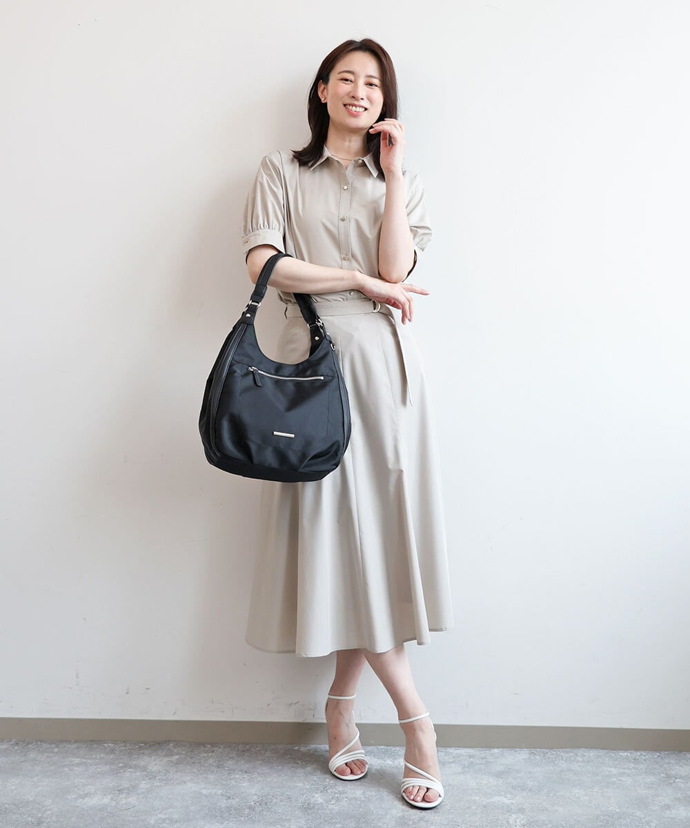 BPRGD61150 MK MICHEL KLEIN BAG(MK ミッシェルクラン バッグ) [2WAY]異素材ジョイントラウンドナイロントート ブラック