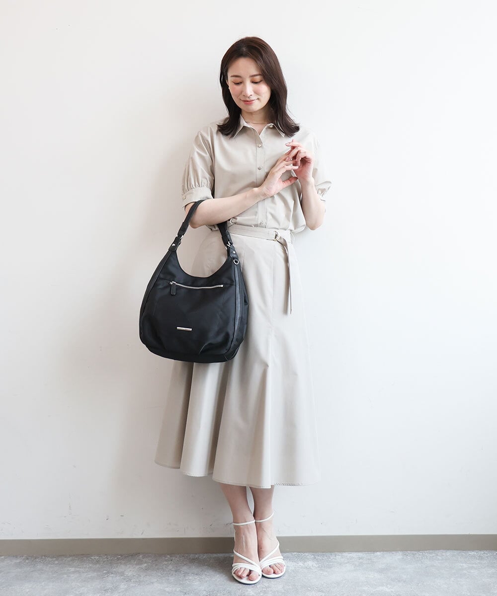 BPRGD61150 MK MICHEL KLEIN BAG(MK ミッシェルクラン バッグ) [2WAY]異素材ジョイントラウンドナイロントート ブラック