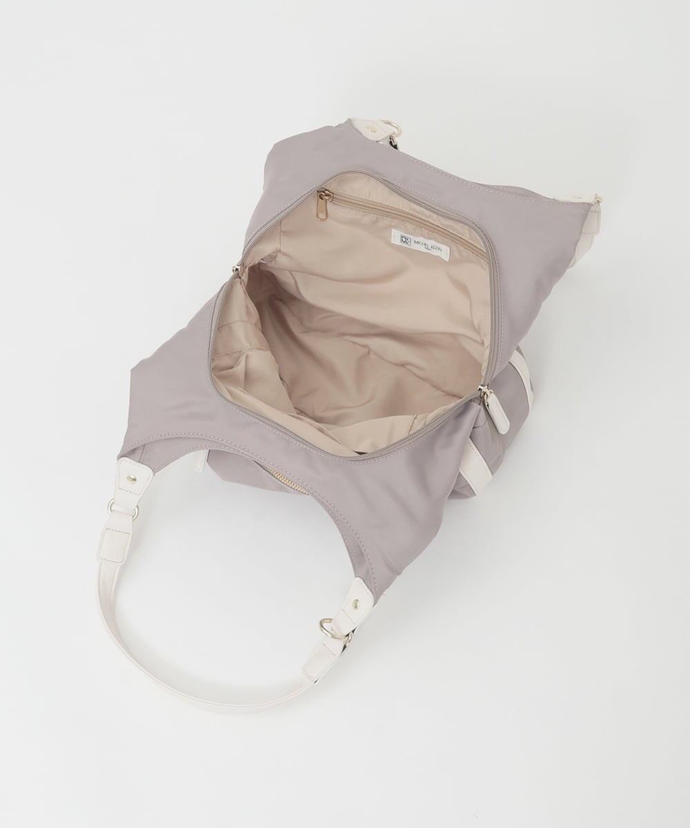 BPRGD61150 MK MICHEL KLEIN BAG(MK ミッシェルクラン バッグ) [2WAY]異素材ジョイントラウンドナイロントート ブラック