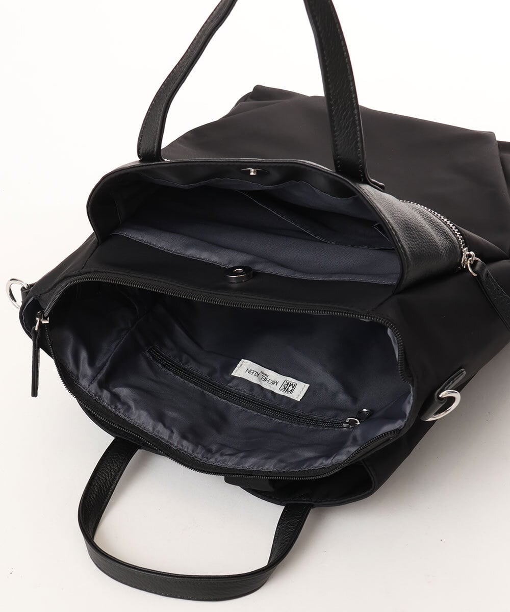 BPRGD62180 MK MICHEL KLEIN BAG(MK ミッシェルクラン バッグ) [3WAY/撥水]レザーナイロン多機能スクエアバッグ ブラック