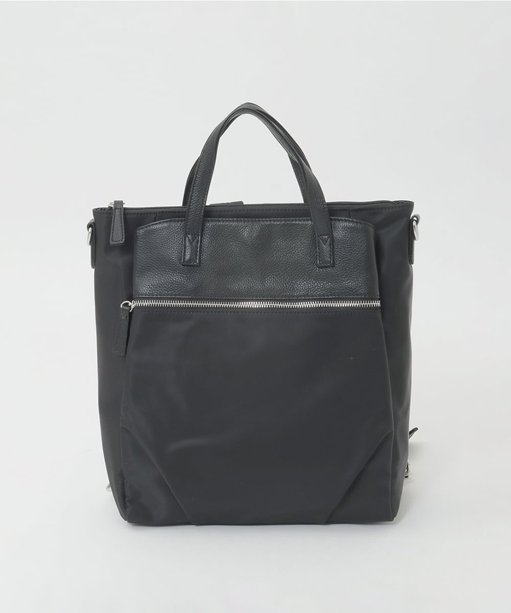 BPRGD62180 MK MICHEL KLEIN BAG(MK ミッシェルクラン バッグ) [3WAY/撥水]レザーナイロン多機能スクエアバッグ ブラック
