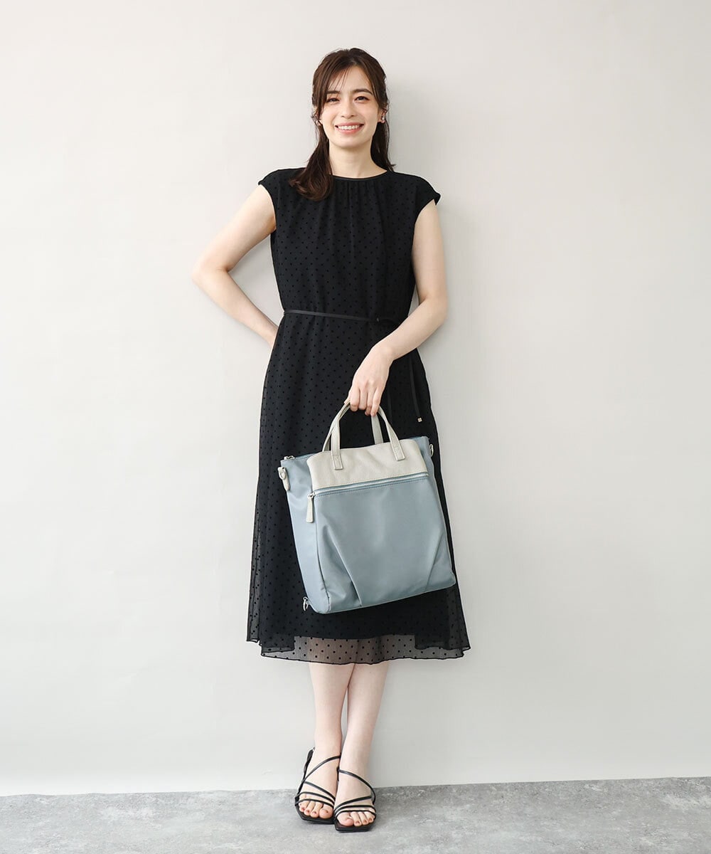 BPRGD62180 MK MICHEL KLEIN BAG(MK ミッシェルクラン バッグ) [3WAY/撥水]レザーナイロン多機能スクエアバッグ ブラック