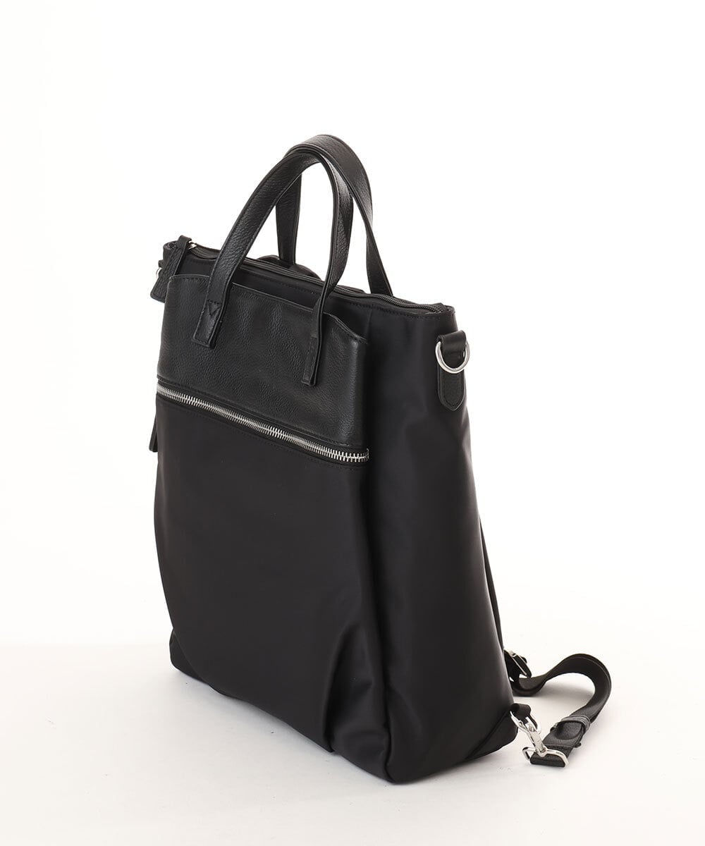 BPRGD62180 MK MICHEL KLEIN BAG(MK ミッシェルクラン バッグ) [3WAY/撥水]レザーナイロン多機能スクエアバッグ ブラック