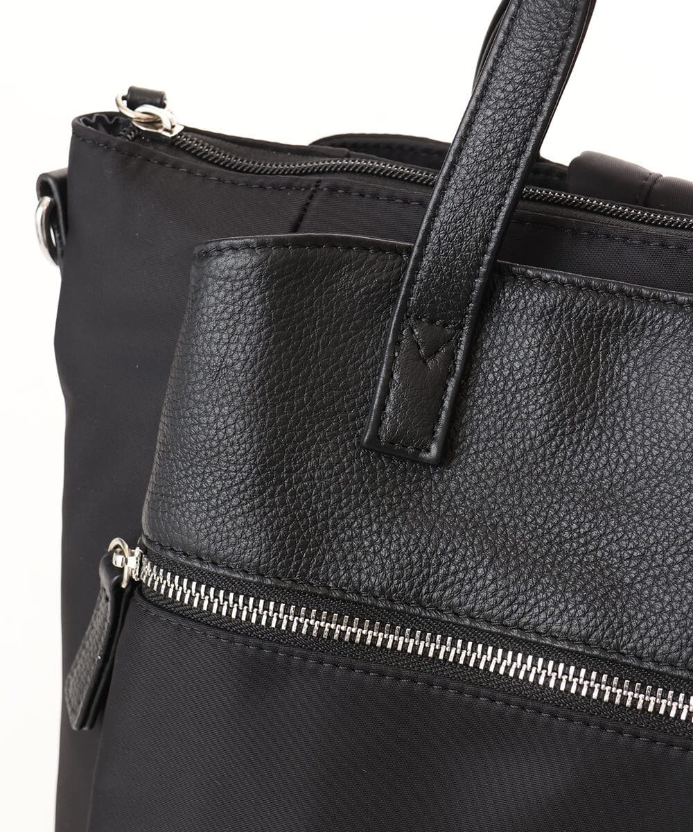 BPRGD62180 MK MICHEL KLEIN BAG(MK ミッシェルクラン バッグ) [3WAY/撥水]レザーナイロン多機能スクエアバッグ ブラック