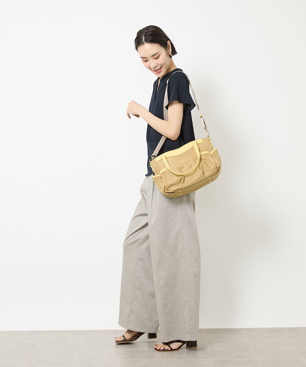BPRGV52160 MK MICHEL KLEIN BAG(MK ミッシェルクラン バッグ) [撥水/2WAY]サイドポケットラウンドトートバッグ イエロー