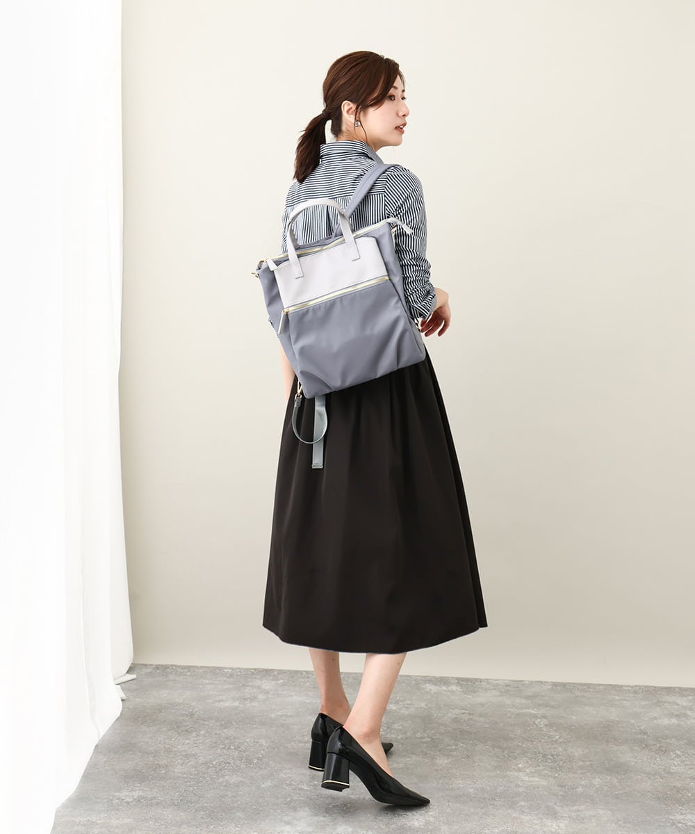 BPRGV62150 MK MICHEL KLEIN BAG(MK ミッシェルクラン バッグ) [撥水加工・3WAY]異素材MIXナイロンリュック ブラック