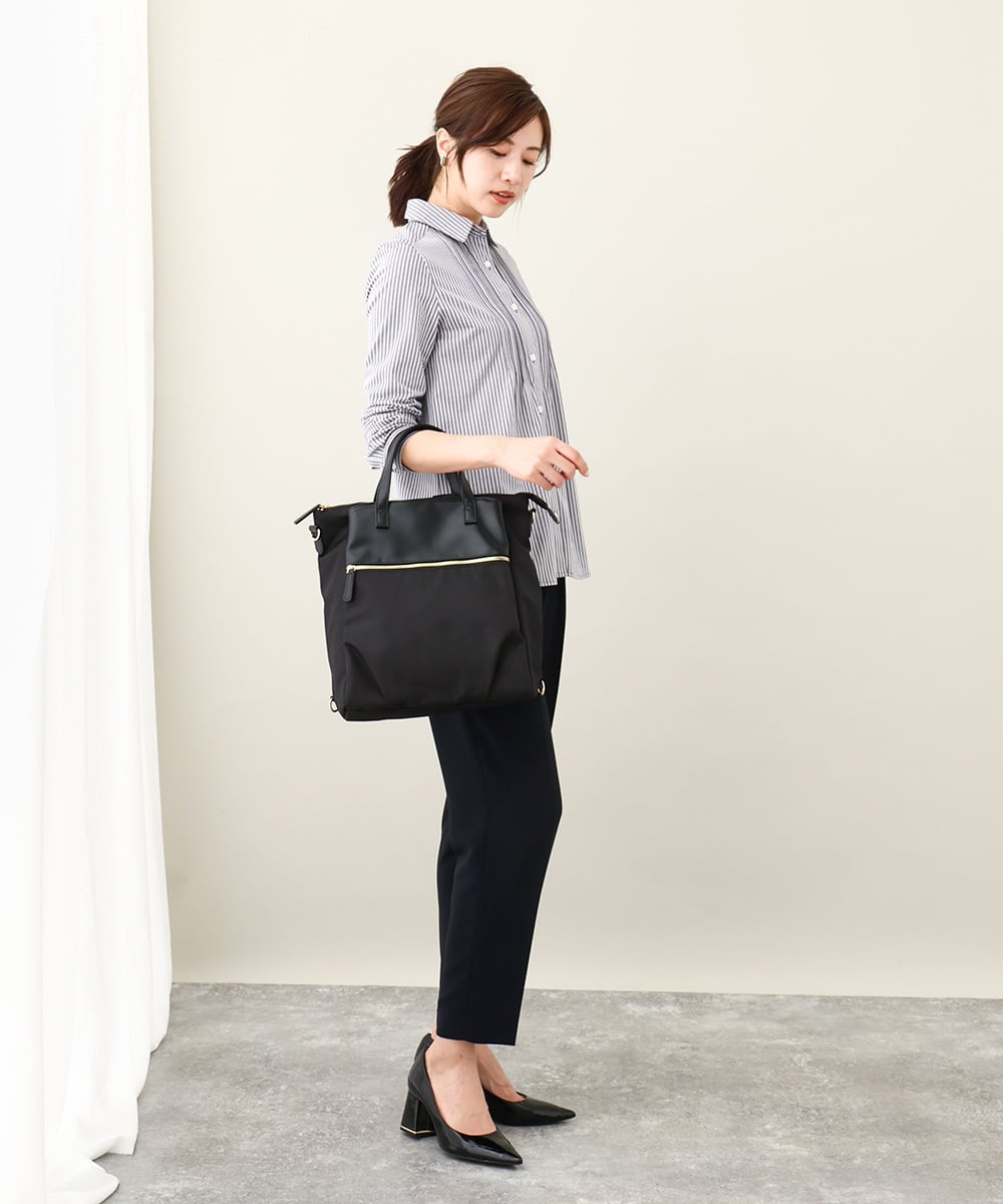 BPRGV62150 MK MICHEL KLEIN BAG(MK ミッシェルクラン バッグ) [撥水加工・3WAY]異素材MIXナイロンリュック ブラック