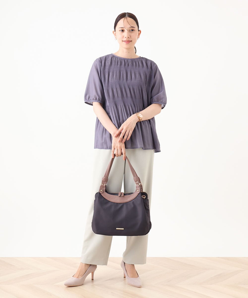 BPRJA71180 MK MICHEL KLEIN BAG(MK ミッシェルクラン バッグ) [撥水/2WAY/A4収納可]異素材ナイロントートバッグ ベージュ