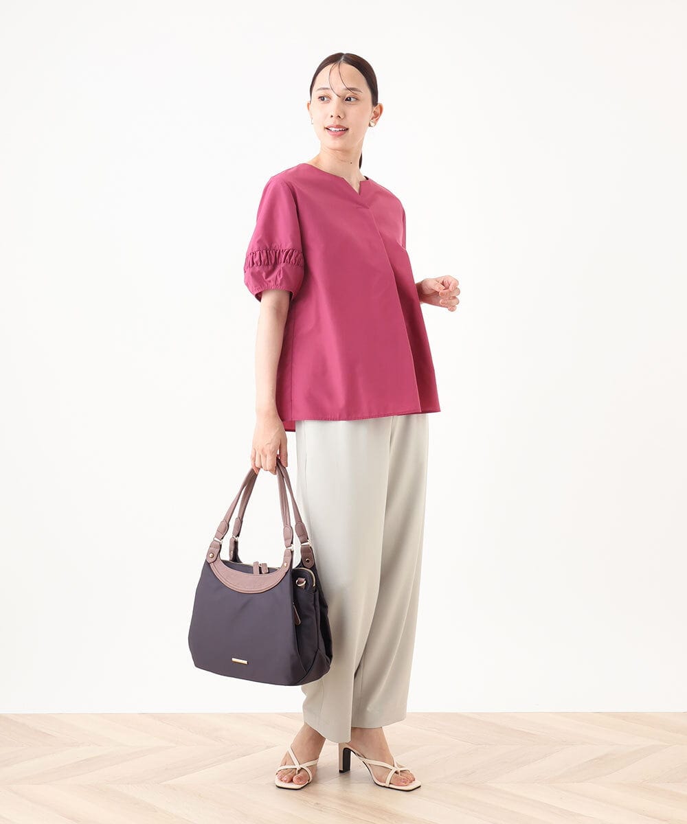 BPRJA71180 MK MICHEL KLEIN BAG(MK ミッシェルクラン バッグ) [撥水/2WAY/A4収納可]異素材ナイロントートバッグ ベージュ
