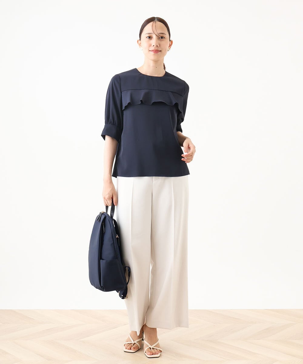 BPRJA74160 MK MICHEL KLEIN BAG(MK ミッシェルクラン バッグ) [撥水/A4収納可]タックデザインラウンドジップリュック ベージュ