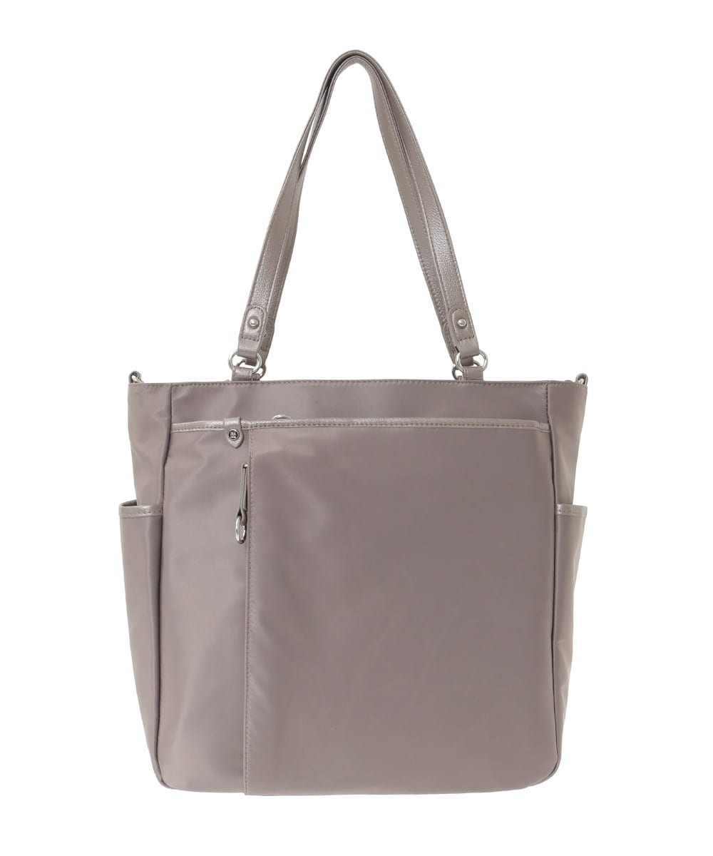 BPRJA84190 MK MICHEL KLEIN BAG(MK ミッシェルクラン バッグ) [2WAY]レザーパイピングナイロンスクエアトートバッグ グレー×ピンク