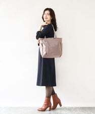 BPRJA84190 MK MICHEL KLEIN BAG(MK ミッシェルクラン バッグ) [2WAY]レザーパイピングナイロンスクエアトートバッグ グレー×ピンク