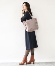 BPRJA84190 MK MICHEL KLEIN BAG(MK ミッシェルクラン バッグ) [2WAY]レザーパイピングナイロンスクエアトートバッグ グレー×ピンク