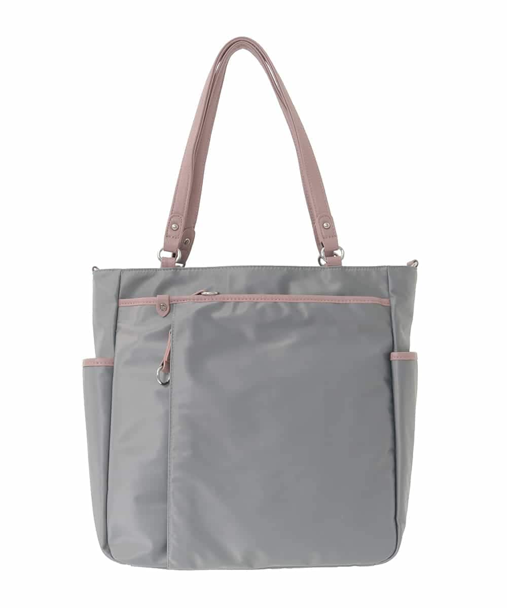 BPRJA84190 MK MICHEL KLEIN BAG(MK ミッシェルクラン バッグ) [2WAY]レザーパイピングナイロンスクエアトートバッグ グレー